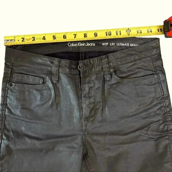 Calvin Klein Ultimate Skinny Jeans Black Shiny 27x32 - Picture 4 of 7
